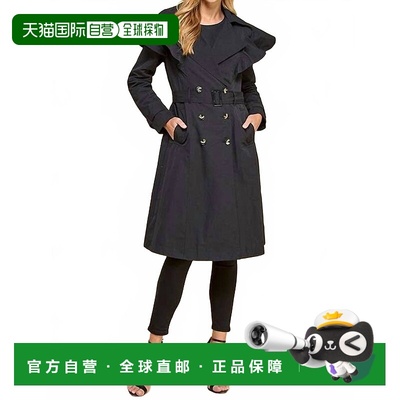 自营tcecRuffle Detail Trench Coat In Black - black 美国奥莱