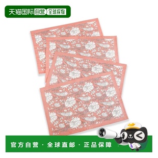 自营tiramisuPeach Blossom Block Print Cotton Placemats - pin