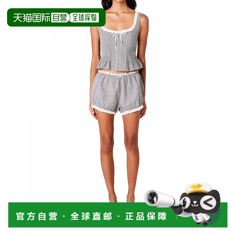 自营niaJustine Bloomer Short In Black & White - black & whit
