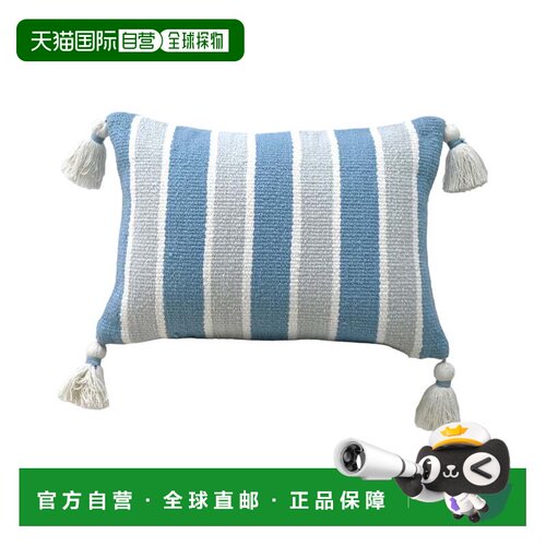 自营vibhsaLinden Street 手工编织角流苏装饰枕头，14 英寸 X20
