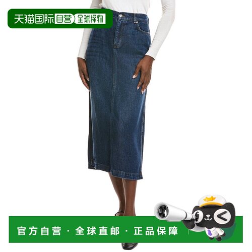 自营7 For All Mankind Denim Midi Skirt - blue 美国奥莱直发