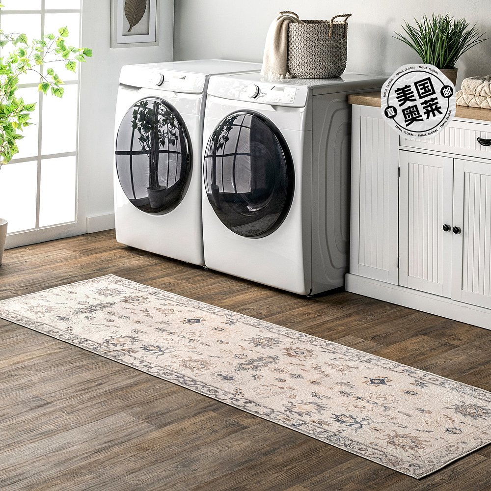 nuLOOM August 可机洗部落区域地毯 - 浅灰色 【美国奥莱】直发