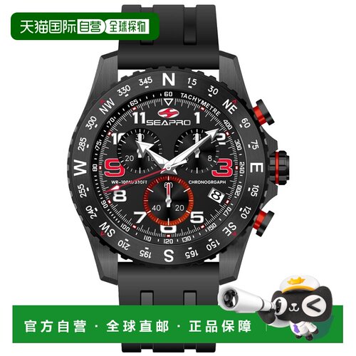 自营Seapro Men's Gallantry Black Dial Watch - black 美国奥莱