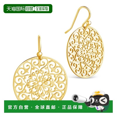 sterling foreverRound Filigree Dangle Earrings-Rose Gold - g