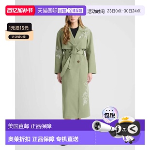 自营NVLT Women’s Trench Coat with Embroideries - khaki gree