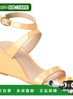 自营Stuart Weitzman Ave Strap 75 专利坡跟凉鞋 - 橙色 美国奥