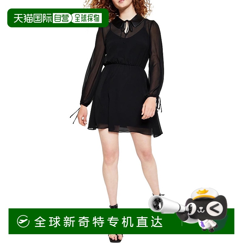 自营bar iiiPetites Womens Keyhole Overlay Mini Dress- deep