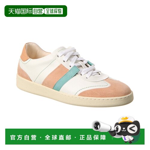 自营salvatore ferragamo菲拉格慕Garda低皮革运动鞋-米色 美国奥
