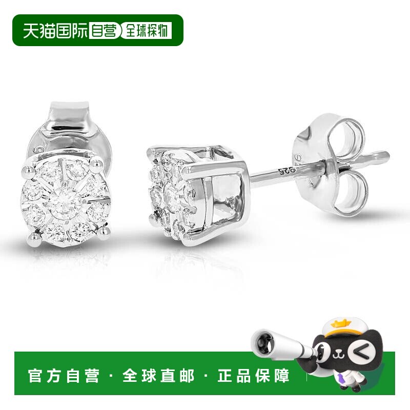自营vir jewels1/5 克拉圆形实验室培育钻石耳钉 .925 纯银爪镶圆