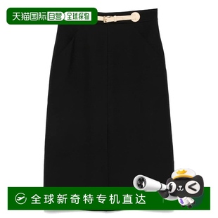 自營 裙子 黑色 美國奧萊直發 valentino帶皮革細節
