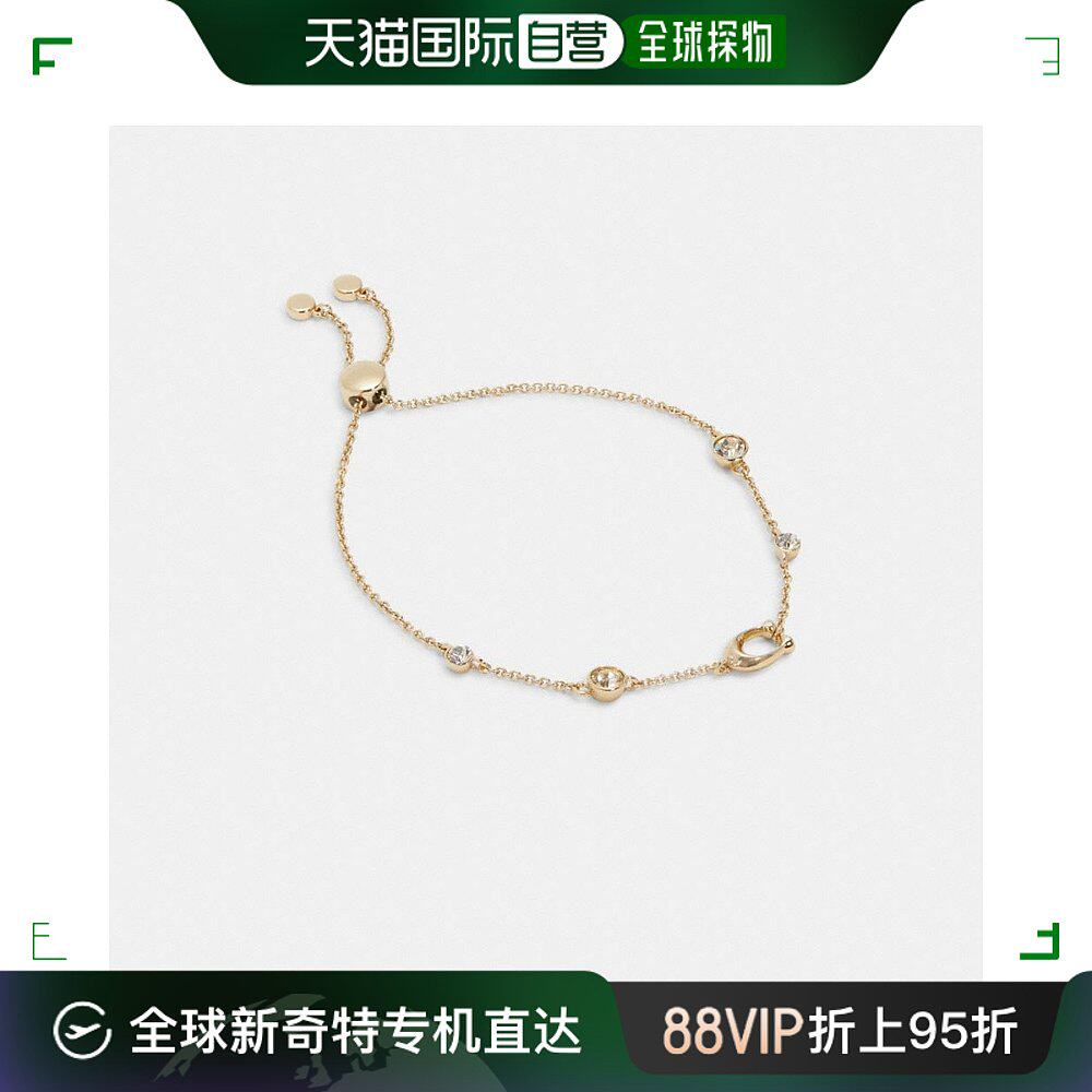 美国直邮coach 标志性水晶滑扣手链 c9449 金色蔻驰