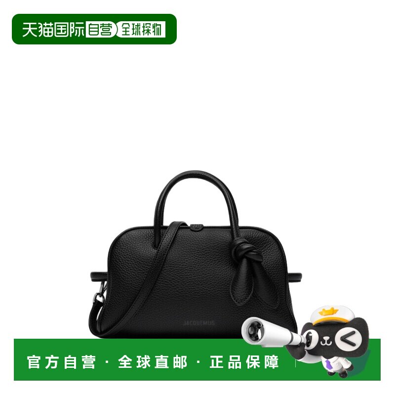 自营jacquemus压花皮革托特包，搭配蝴蝶结装饰和双手柄-黑色 美