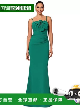 自营 betsy & adamBetsy&Adam褶边礼服女式8号绿色花朵水肺奶油意