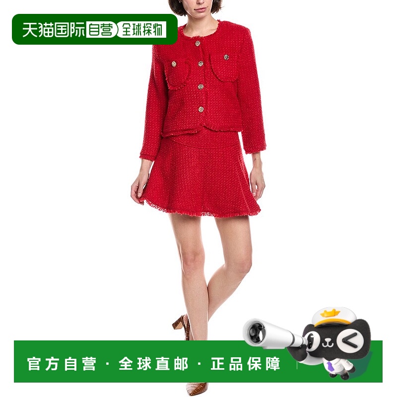 自营Pascale La Mode 2件套羊毛混纺裙装-红色 美国奥莱直发