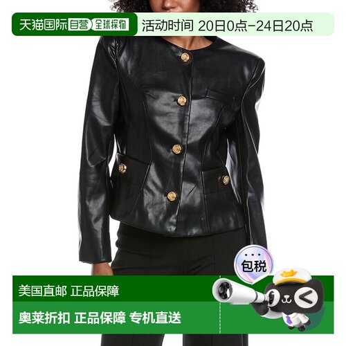自营Beulah Vegan Leather Jacket - black 美国奥莱直发外套皮衣