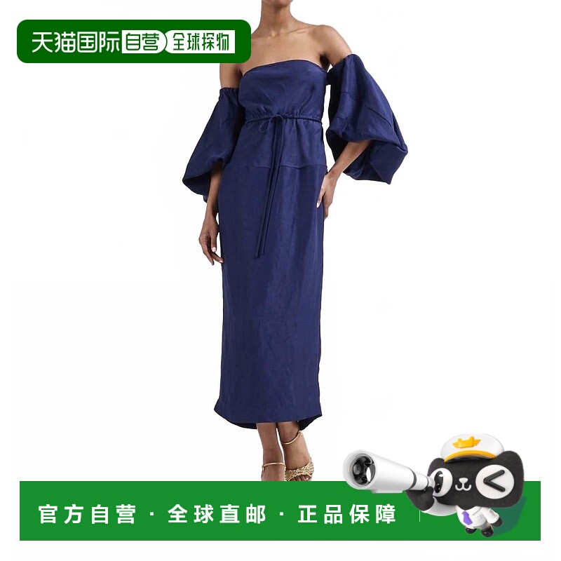 自营 rosie assoulin海军蓝气球袖长裙-海军蓝 美国奥莱直发