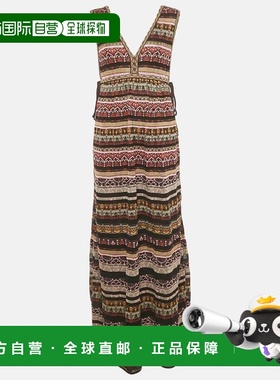 自营M Missoni Multicolor Stripe Knit Lurex V-Neck Maxi Dress