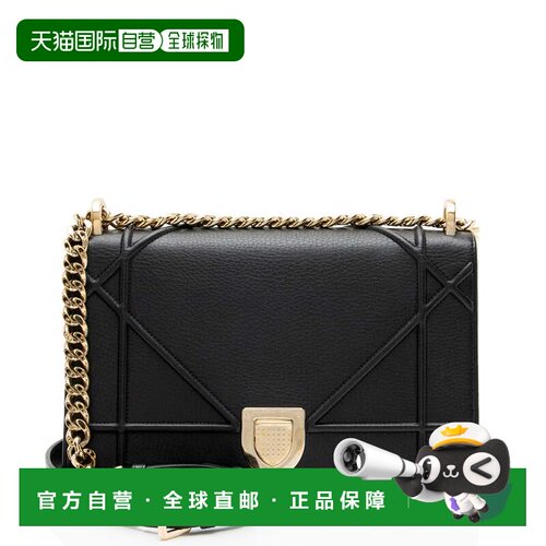 自营Dior粒面皮革Diorama中号肩包-黑色 美国奥莱直发