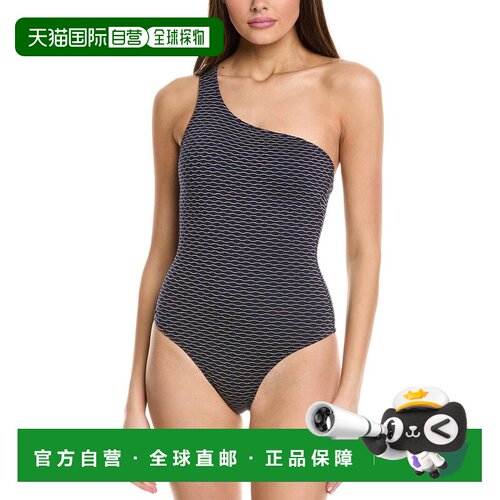 自营Milly Textured Waves One-Shoulder One-Piece - black 美国
