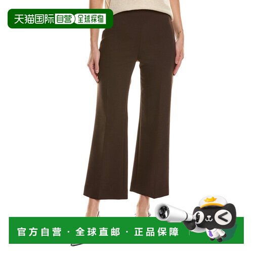 自营theory理论羊毛混纺弹力踢腿裤-棕色 美国奥莱直发女装西装裤