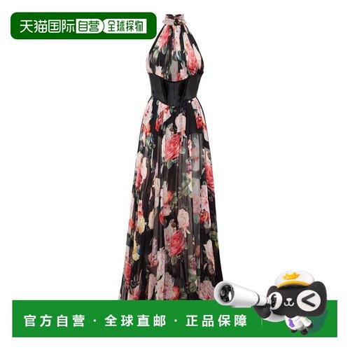 自营philipp plein长裙 Vittoria Flowers - 黑色 美国奥莱直发