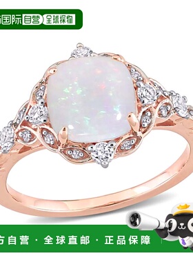 自营 mimi & max10K 玫瑰金 4/5 CT TGW 蛋白石白色蓝宝石和钻石