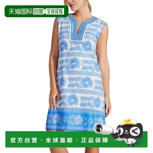 Bella 蓝色 连衣裙 美国奥莱直发 刺绣花朵盖袖 自营