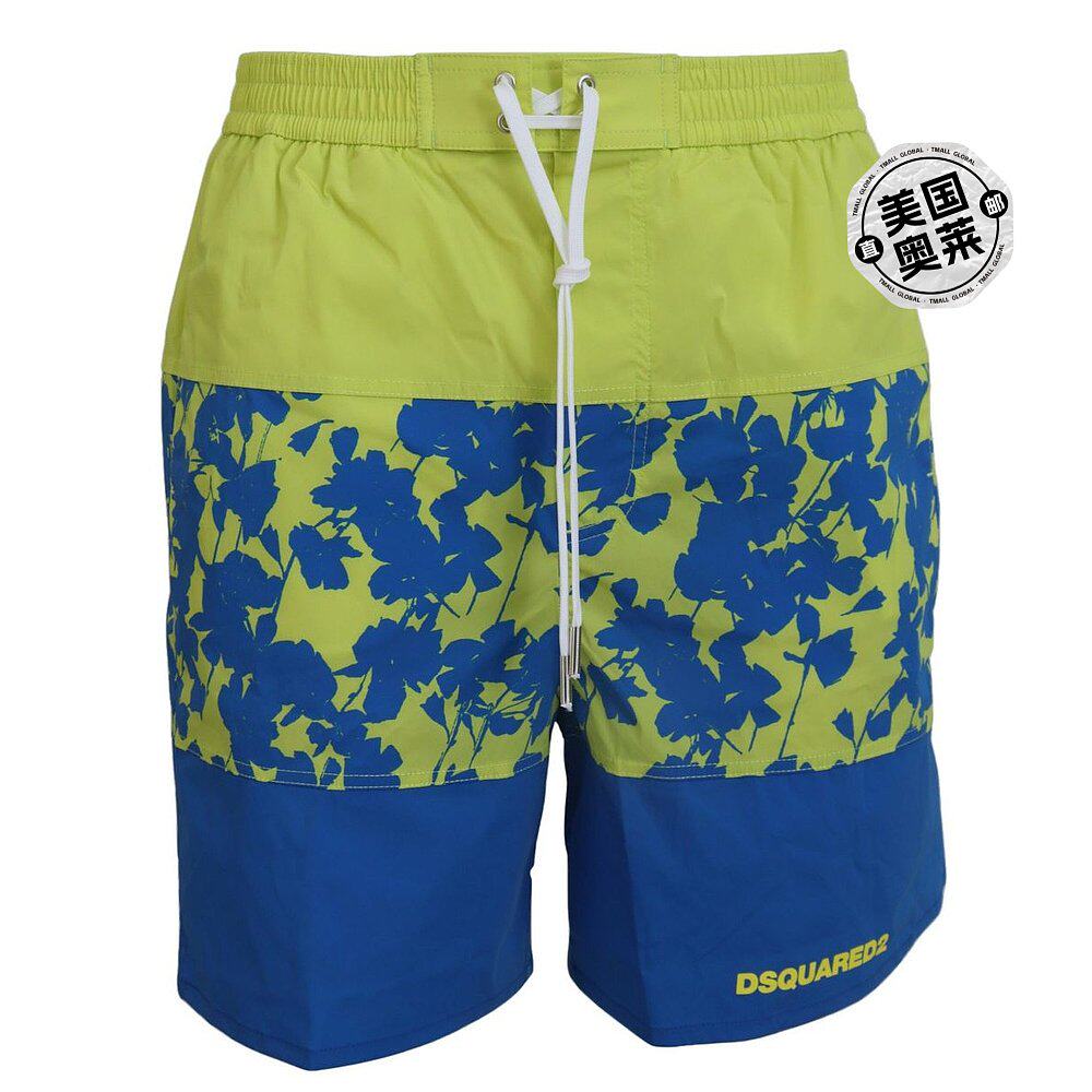 dsquaredDsqua2 徽标印花男士沙滩短裤 男士泳衣 - 蓝色 【美国奥
