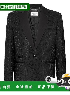 自营philipp plein羊毛运动夹克Lord fit六边形-黑色 美国奥莱直