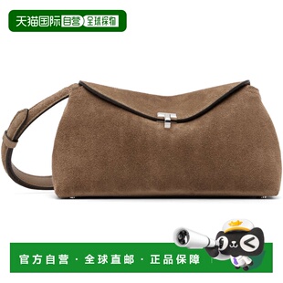 1h可退 香港直邮潮奢 TOTÊME 女士 灰褐色 T-Lock Suede 手拿包 2