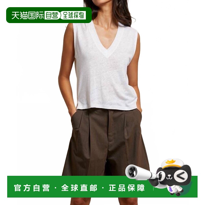 自营perfectwhiteteeLucy Linen Jersey V-Neck Tank In Natural