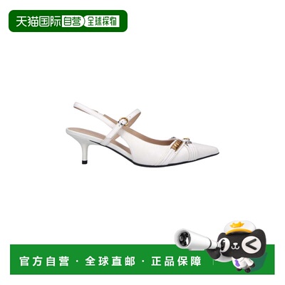 自营pinko白色Gloria 18皮革斜杠高跟鞋-白色 美国奥莱直发