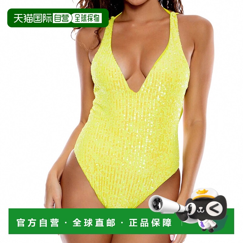 自营luli famaChasing Stars Sequins One Piece In Neon Yellow