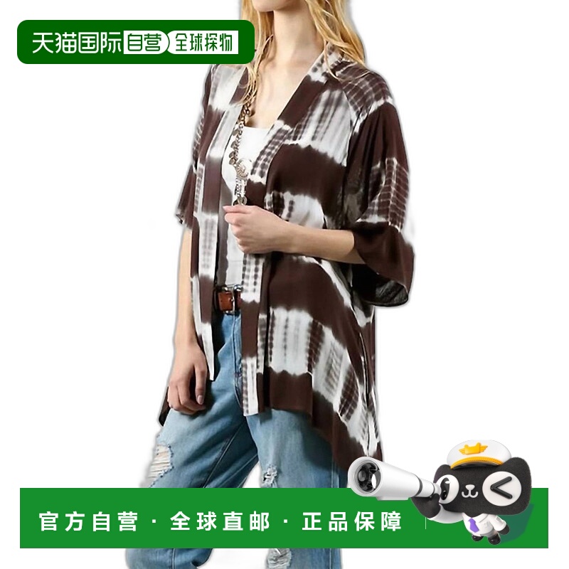 自营 koriTie Dye Lace Crochet Back Kimono In Olive - olive