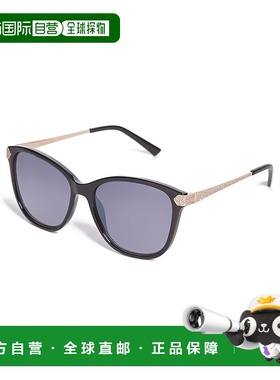 自营 guess闪粉大号方形复古太阳镜 - 黑色 美国奥莱直发