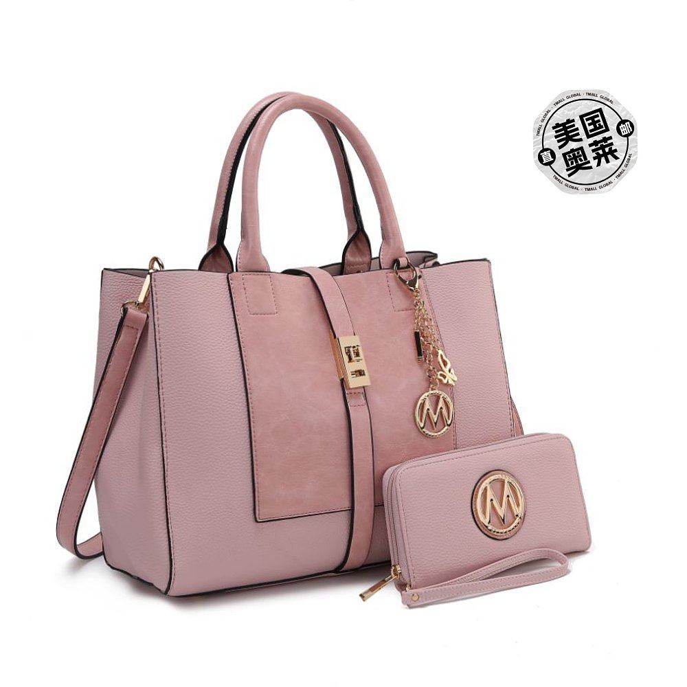 mia k collectionYola Satchel 手提包配钱包 - 灰粉色 【美国奥,箱包皮具/热销女包/男包,通用款女包,淘宝优惠券,粉丝福利购,淘宝优惠卷