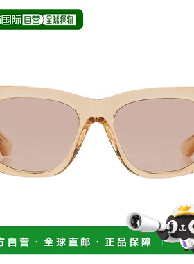 自营Burberry Light Brown Mirror Gold Square Ladies Sunglasse