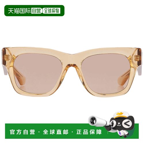 自营Burberry Light Brown Mirror Gold Square Ladies Sunglasse