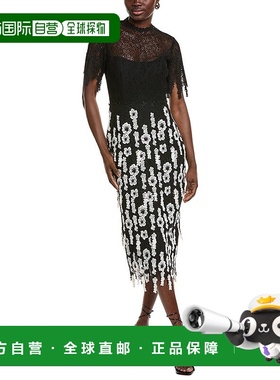 自营 Lela Rose Midi连衣裙-黑色 美国奥莱直发包臀裙