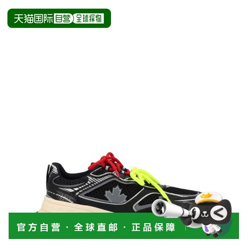 自营dsquared2Sprinter Black Mesh Suede Sneakers - black 美国