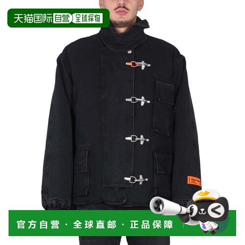自营heron prestonHigh Neck Canvas Jacket - black 美国奥莱直