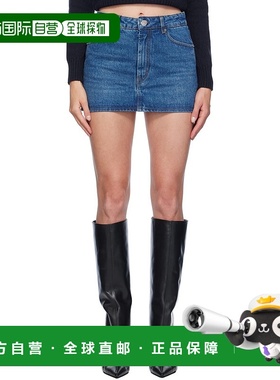 1h可退 香港直邮潮奢 Ami Paris 女士 蓝色褪色牛仔短裙 FSK035DE