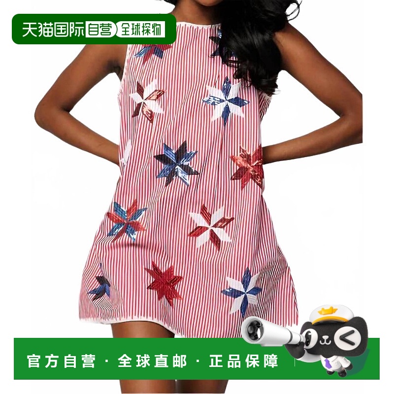 自营 queen of sparkles红白条纹风车领带裙-红色 美国奥莱直发