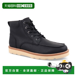 自营Club Room Clifton Chukka Boots男式黑色人造革Moccasin鞋头
