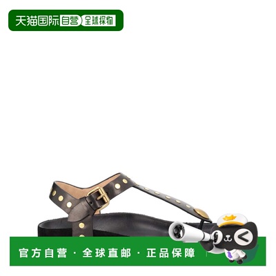 自营isabel marantBlack Enore Leather Gold-Studded Sandals -