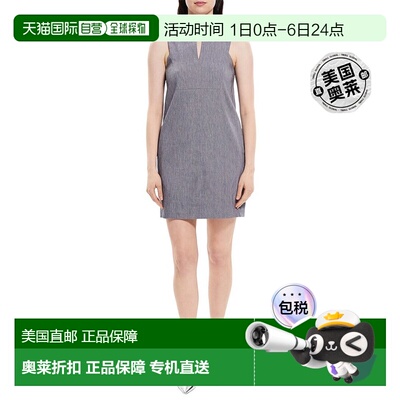 自营 Theory Slit 亚麻混纺直筒连衣裙 - 蓝色 美国奥莱直发吊带