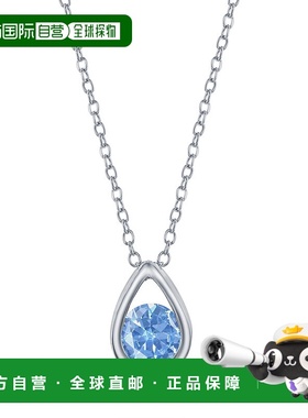 自营 simona纯银梨形项链配圆形“三月诞生石” - 海蓝宝石 - 蓝