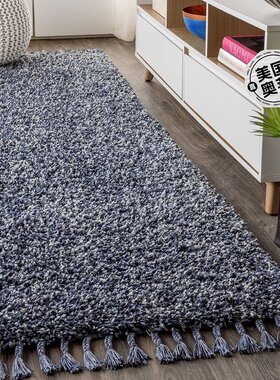 jonathan yMercer Shag 毛绒流苏区域地毯 - 牛仔蓝 【美国奥莱】