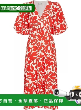 自营 Rhode 女士 Ina Filigree 中长连衣裙，红色 Caspain Lagoon