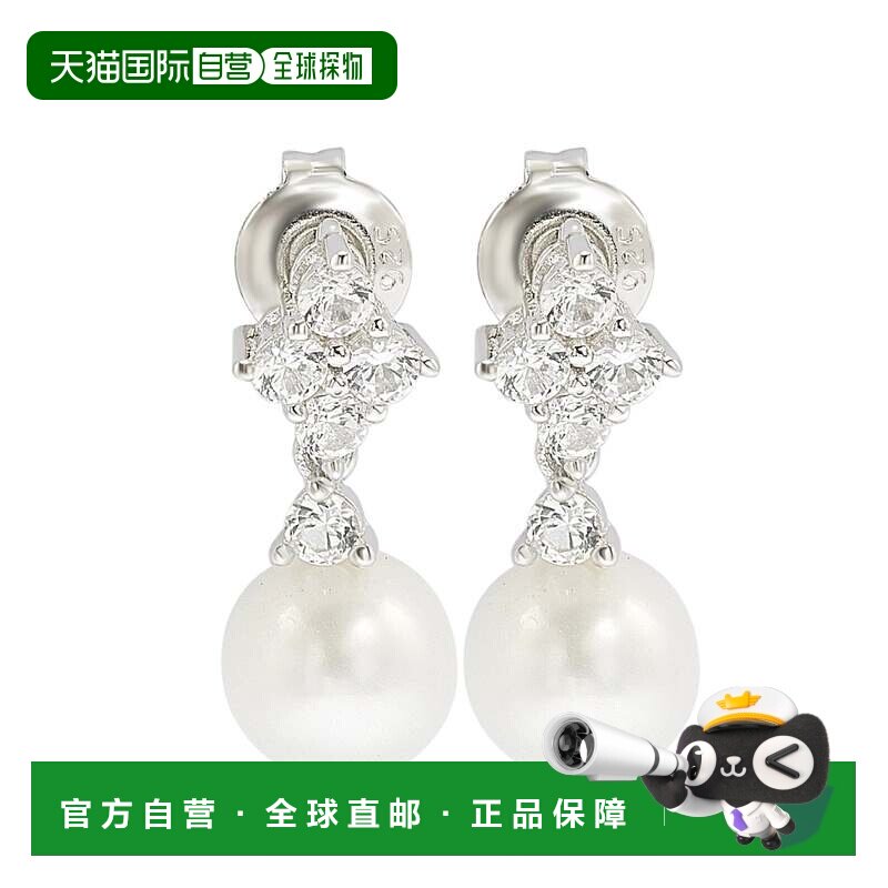 自营Suzy Levian 纯银珍珠和白色蓝宝石簇状耳环 - 白色 美国奥莱图片